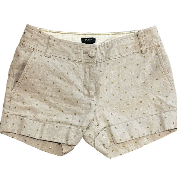 J.Crew gold dots linen cuffed shorts - Picture 1 of 4